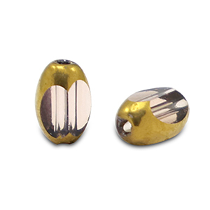 Oval glass beads Light Aubergine Purple Transparent-Gold