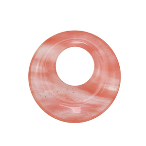 Natural stone charms glass donut 30mm Pink-Transparent