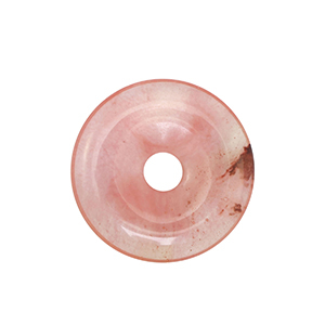 Natural stone charms glass donut 25mm Pink-Transparent