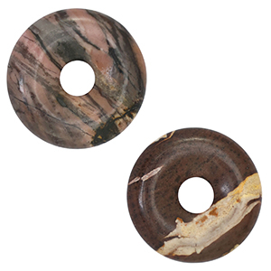 Natural stone charms Jasper donut 20mm Mauve-Black