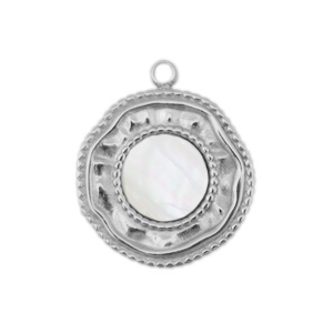 Stainless steel charms shell irregular Silver-White (natural colour)