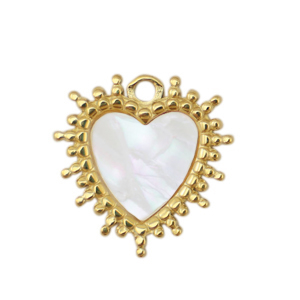 Stainless steel charms shell heart Gold-White (natural colour)