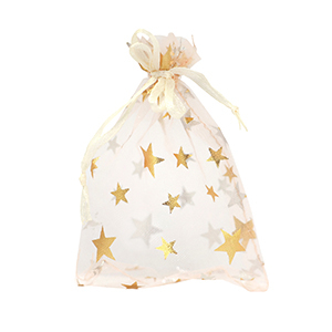 Jewellery Organza Bag 9x12cm star Apricot-Gold