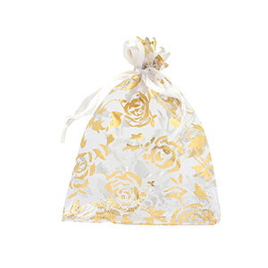 Jewellery Organza Bag 7x9cm rose White-Gold
