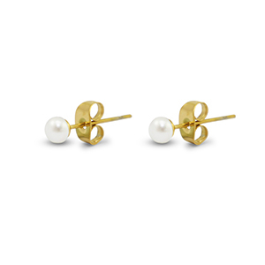 Stainless steel earrings / earpins pearl 4mm Gold-Pearl White