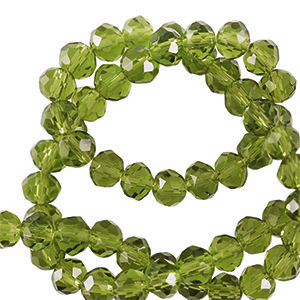Top faceted beads 6x4mm disc Dark Lime Green