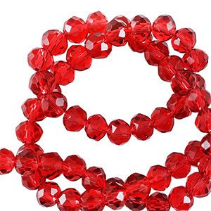 Top faceted beads 6x4mm disc Candy Red