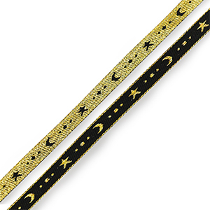 Ribbon text moon and star Black-Gold
