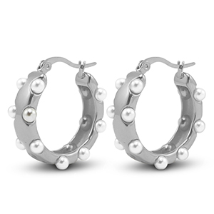 Stainless steel earrings imitation pearls Silver