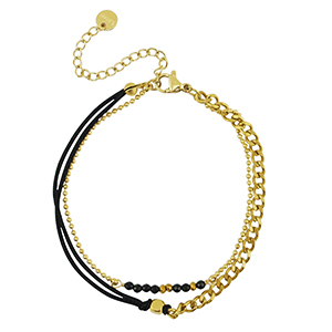 Stainless steel bracelets duo layer Gold-Black