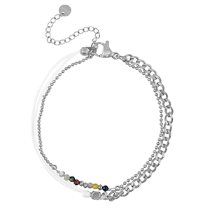 Stainless steel bracelets duo layer Silver-White