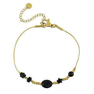 Stainless steel bracelets star Gold-Black