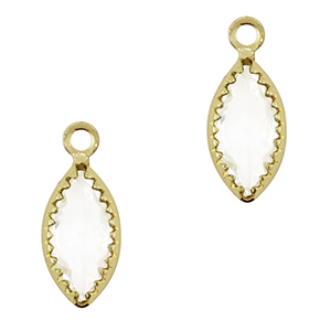 Crystal glass charms oval Crystal-Gold