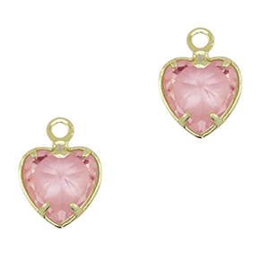 Crystal glass charms heart Pink-gold