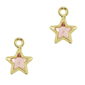 Crystal glass charms star Pink-gold