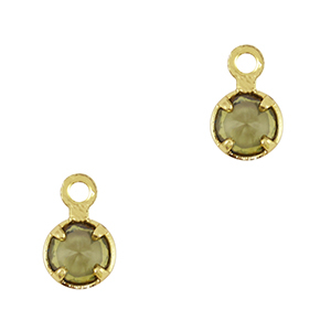 Crystal glass charms Olive Green-Gold
