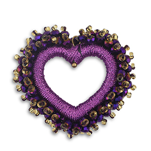 Top Faceted charms heart Grape purple