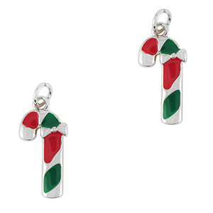 Brass TQ metal charms candy cane Silver
