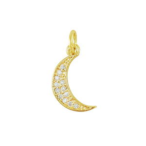 Brass TQ metal charms zirconia Moon Gold