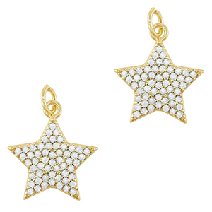 Brass TQ metal charms zirconia Star Gold