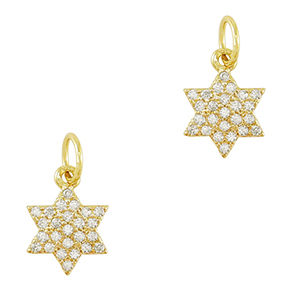 Brass TQ metal charms zirconia Star Gold