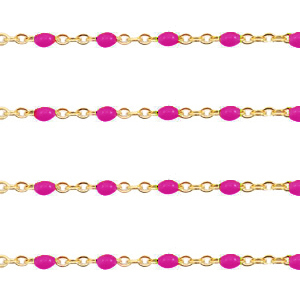 Stainless steel findings belcher chain 1mm Magenta Pink-Gold