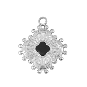 Stainless steel charms flower Silver / Black