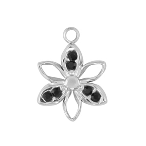 Stainless steel charms flower Silver / Black