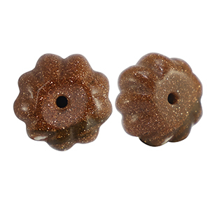 Natural stone beads glass flower Glitter Brick Brown