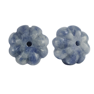 Natural stone beads Sodalite and Microclin flower Blue-White