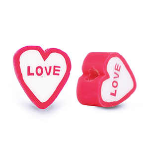 Polymer beads ''Love'' Red-White