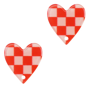 Resin pendants heart Red-Pink