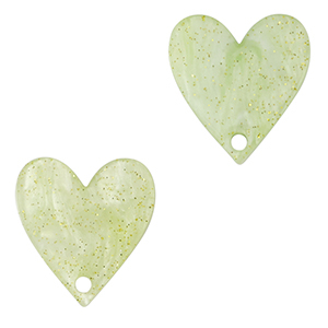 Resin pendants heart Light Green