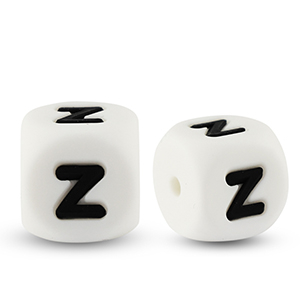Letter beads silicone Z White-black