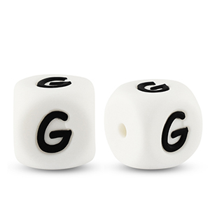 Letter beads silicone G White-black
