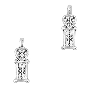 DQ European metal charms heart Antique Silver (nickel free)