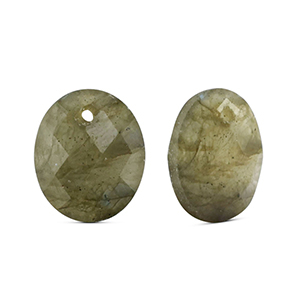 Natural stone charms Glass oval Light Gray