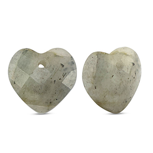Natural stone charms Glass heart Light Gray