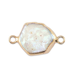 BQ Freshwater pearls connector hexagon Gold-Natural White