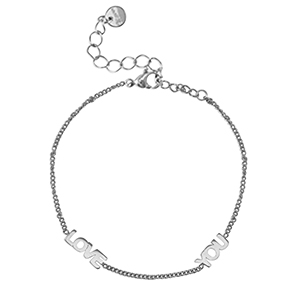 Stainless steel bracelets ''LOVE YOU'' Silver