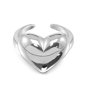 Stainless steel rings heart Silver