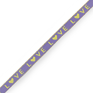 Ribbon text "love" Lavender purple