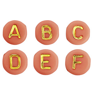 Acrylic letter beads mix Peachy Orange-Gold