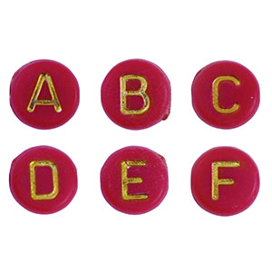 Acrylic letter beads mix Red-Gold