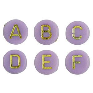 Acrylic letter beads mix Purple-Gold