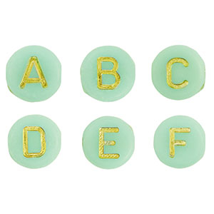 Acrylic letter beads mix Mint Green-Gold