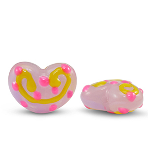 Acrylic beads heart Pink-yellow