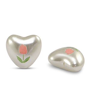 Acrylic beads heart Pearl-white