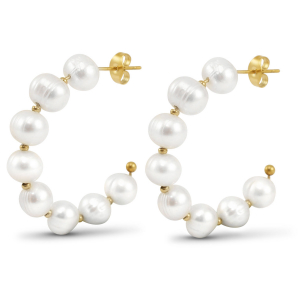 Stainless steel earrings / earpins pearls Gold