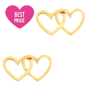 Stainless steel charms/connector double heart Gold